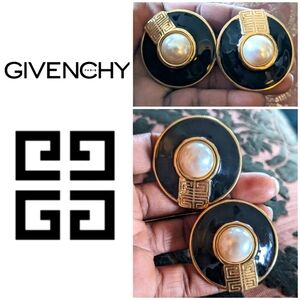 XXL❤️80's💥RUNWAY💯GIVENCHY PEARL LOGO CLIPS